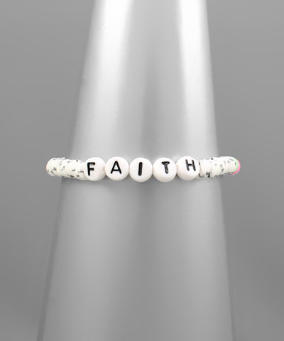 Faith Rubber Bead Bracelet