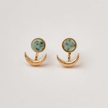 Stone Moon Phase Earrings in African Turquoise and Gold