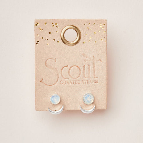 Stone Moon Phase Earring in Opalite and Silver