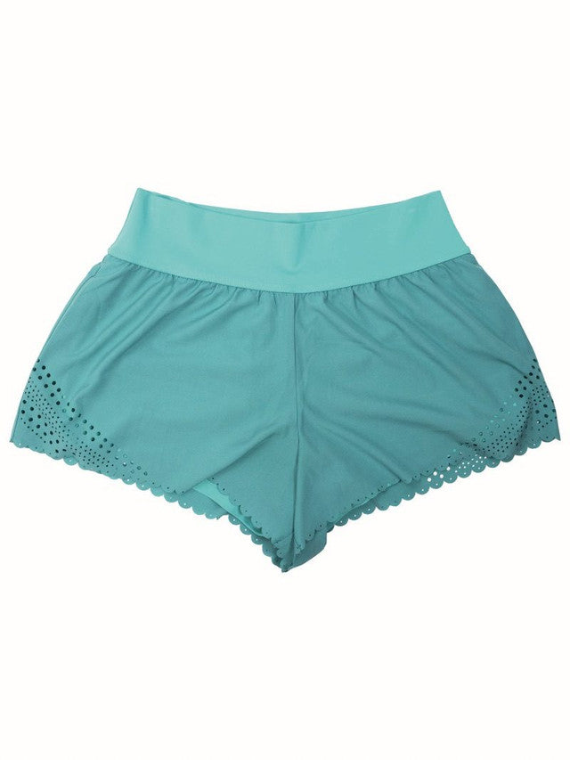 Simply Southern Teal Scalloped Shorts
