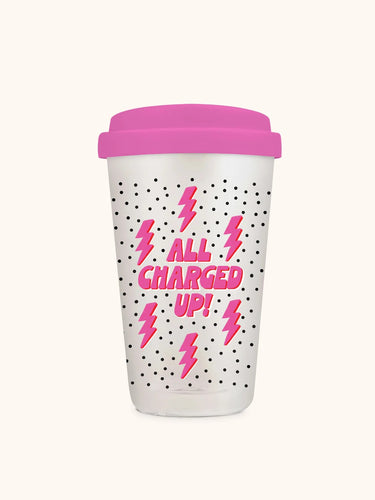 All Charged Up Glass Coffee Tumbler