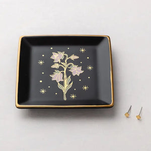 Flower on Black Jewelry Dish & Stud Earring Set