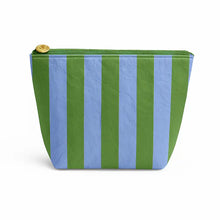 Preppy Stripe Pouch + Cosmetic Bag Blue & Green Tyvek