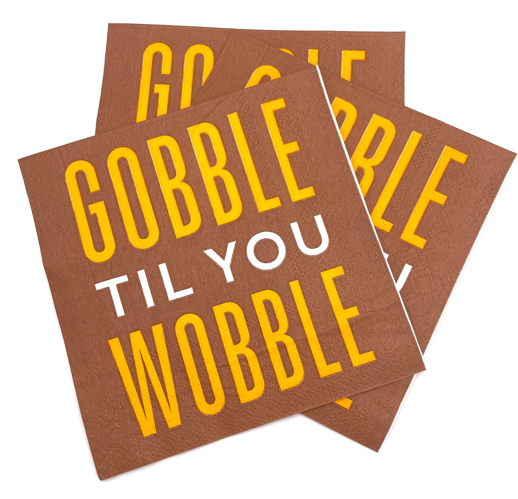 Gobble Till You Wobble Thanksgiving Cocktail Napkins 20 Count