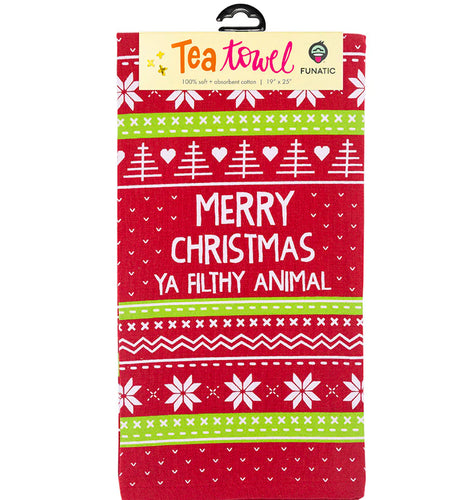 Merry Christmas Ya Filthy Animal Tea Towel