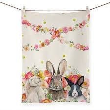 Springtime Bunny Pals Tea Towel