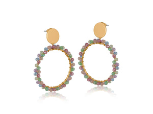 Multi Colored Daphne Beaded Statement Earrings