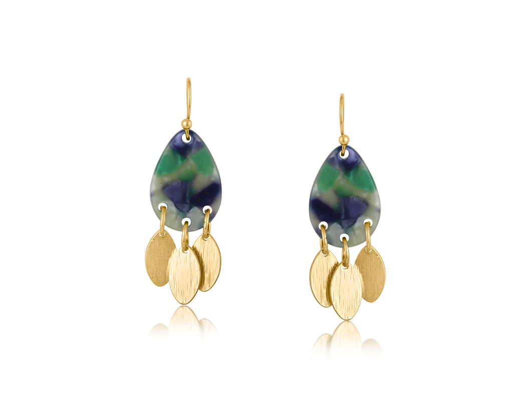 Green and Blue Hortense Tribal Dangle Earrings