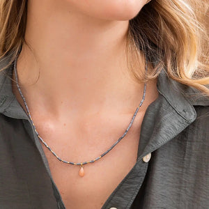 Teal Jade and Pyrite Gold Teardrop Wrap-Stone of Dreams