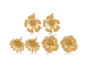 Gold Sandrine Multi Pack of Flower Stud Earrings