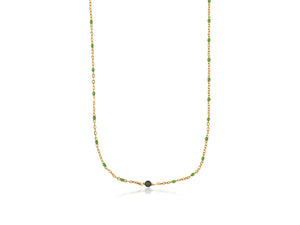 Green Freya Beaded Delicate Stainless Steel Necklace