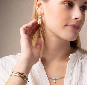 Good Karma Miyuki Frame Earrings - Mint/ Peach/ Gold