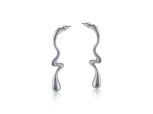 Silver Arial Drop Stainless Steel Earrings
