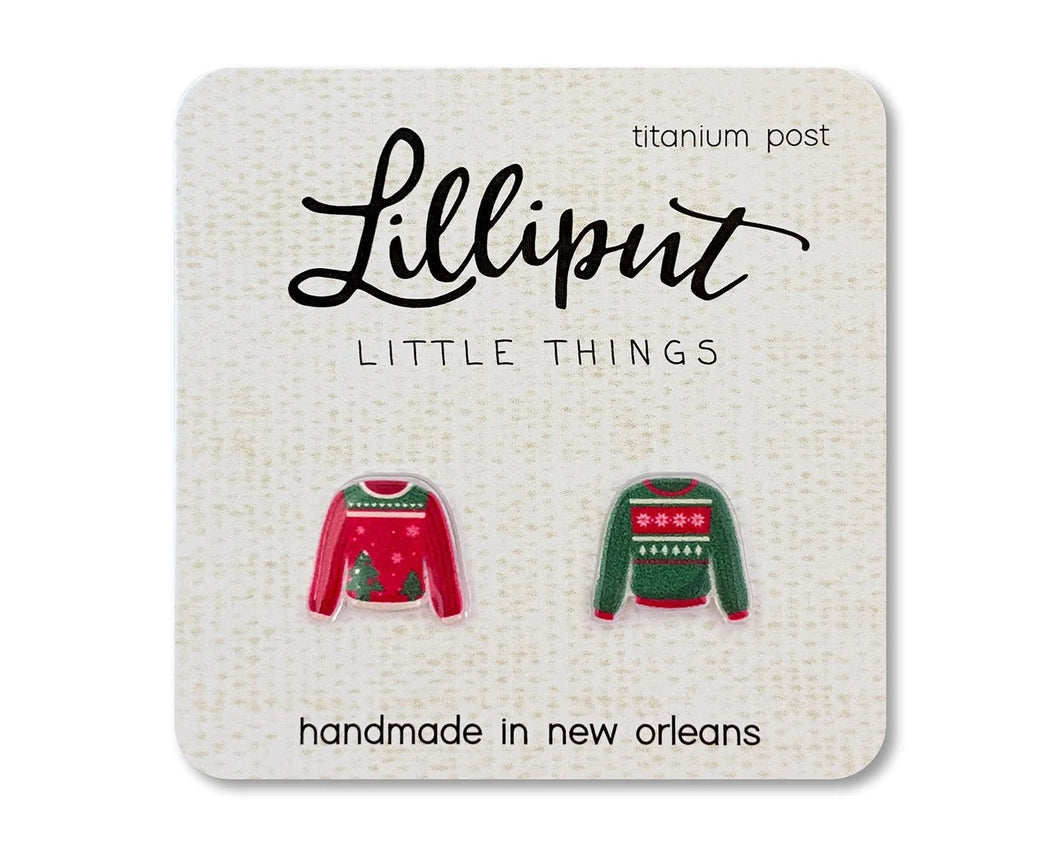 Lilliput Ugly Christmas Sweater Earrings