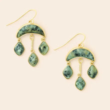 Stone Crescent Drop Earring - African Turquoise/Gold