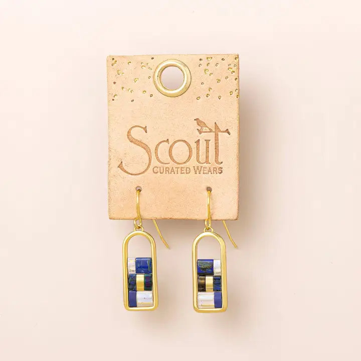 Good Karma Miyuki Frame Earring - Indigo/Gold