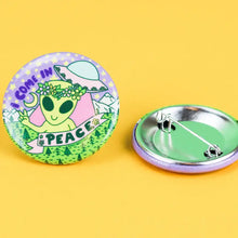 I Come in Peace Alien Art Psychedelic Pinback Button