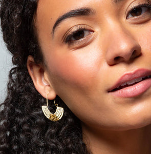 Chromacolor Miyuki U-Hoop Earring - Pewter/Gold