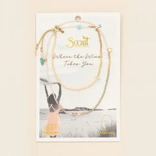 Mixed Media Wrap Bracelet/Necklace - Tranquility/Turquoise/Gold
