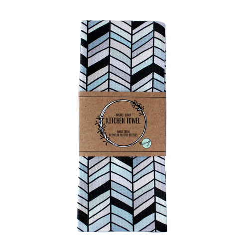 Neutral and Black Chevron | Double-Sided Waffle Towel