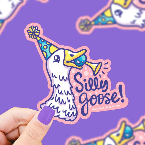 Silly Goose Party Clown Funny Vinyl Sticker
