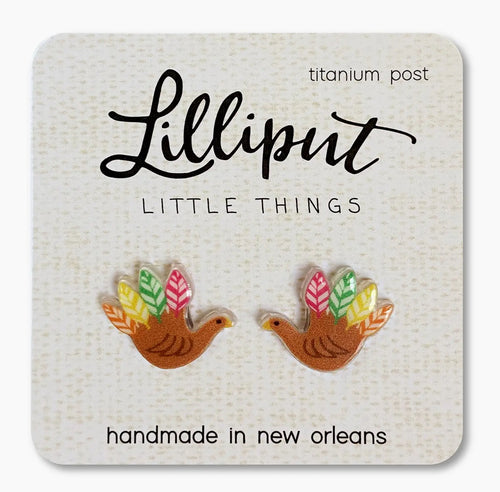 Lilliput Thanksgiving Hand Turkey Earrings