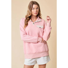 Blush Pink Diamond Cotton Padding Pull Over with Metal Snap