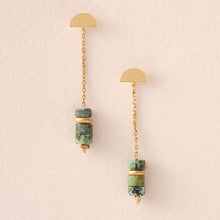 African Turquoise and Gold Stone of Transformation Meteor Earrings