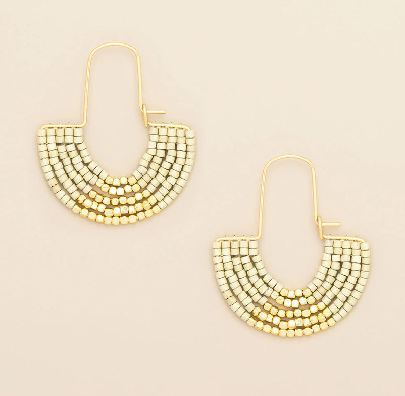 Chromacolor Miyuki U-Hoop Earring - Cream/Gold