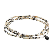 Dalmatian Jasper and Obsidian Silver Teardrop Wrap