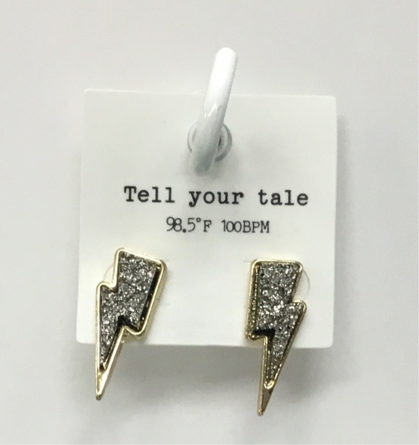 Lighting Bolt Stud Earrings