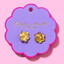 Gold Confetti Acrylic Flowers Stud Earrings