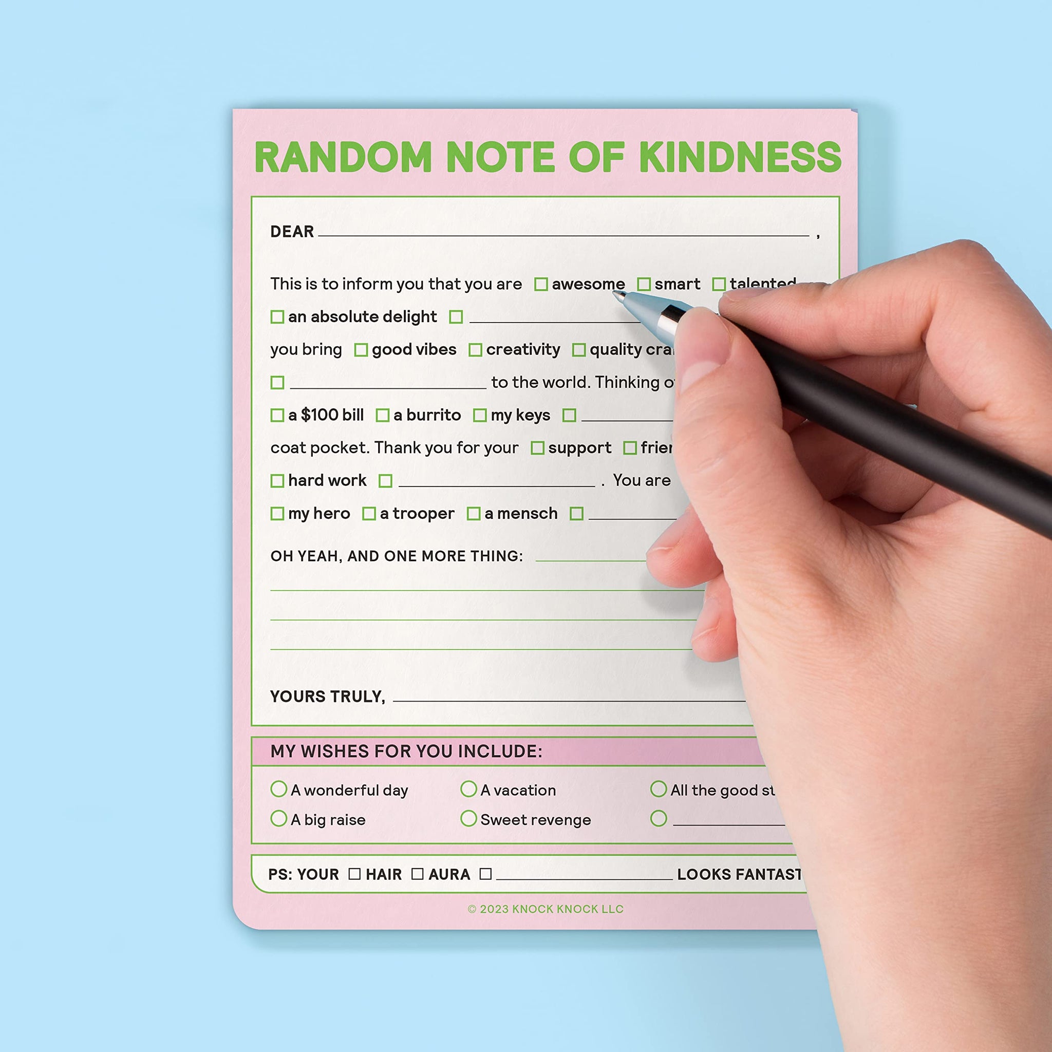 Random Notes Sample Random Note of Kindness Nifty Notepad – Green Hippo Gifts