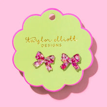 Pink and Silver Confetti Acrylic Ribbon Bows