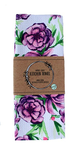 Bright Purple Flowers | Two Sided Waffle Tea Towels