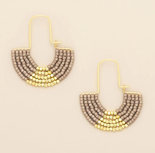 Chromacolor Miyuki U-Hoop Earring - Pewter/Gold