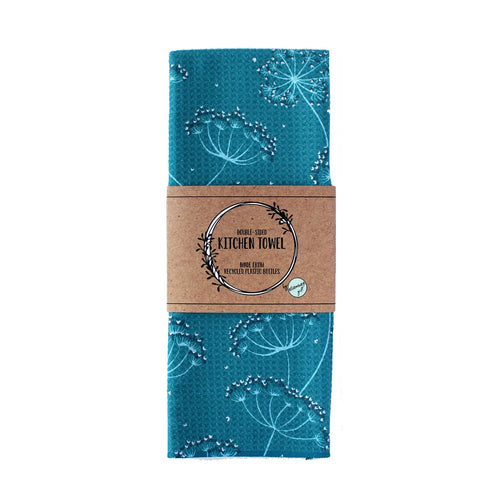 Teal Queen Anne's Lace | Two Sided Tea Towel