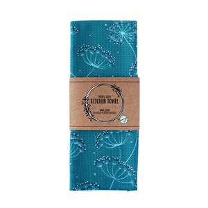 Teal Queen Anne's Lace | Two Sided Tea Towel