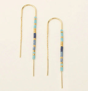 Chromacolor Miyuki Thread Earrings - Cobalt Multi/ Gold