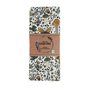 Boho Mushrooms and Insects | Two Sided Waffle Tea Towel