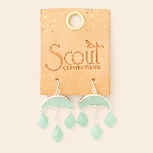 Stone Crecsent Drop Earrings-Amazonite/Silver