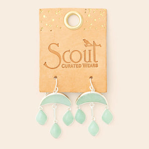 Stone Crecsent Drop Earrings-Amazonite/Silver
