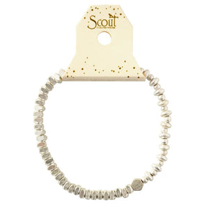 Mini Metal Stacking Bracelet-Mixed Beads Silver