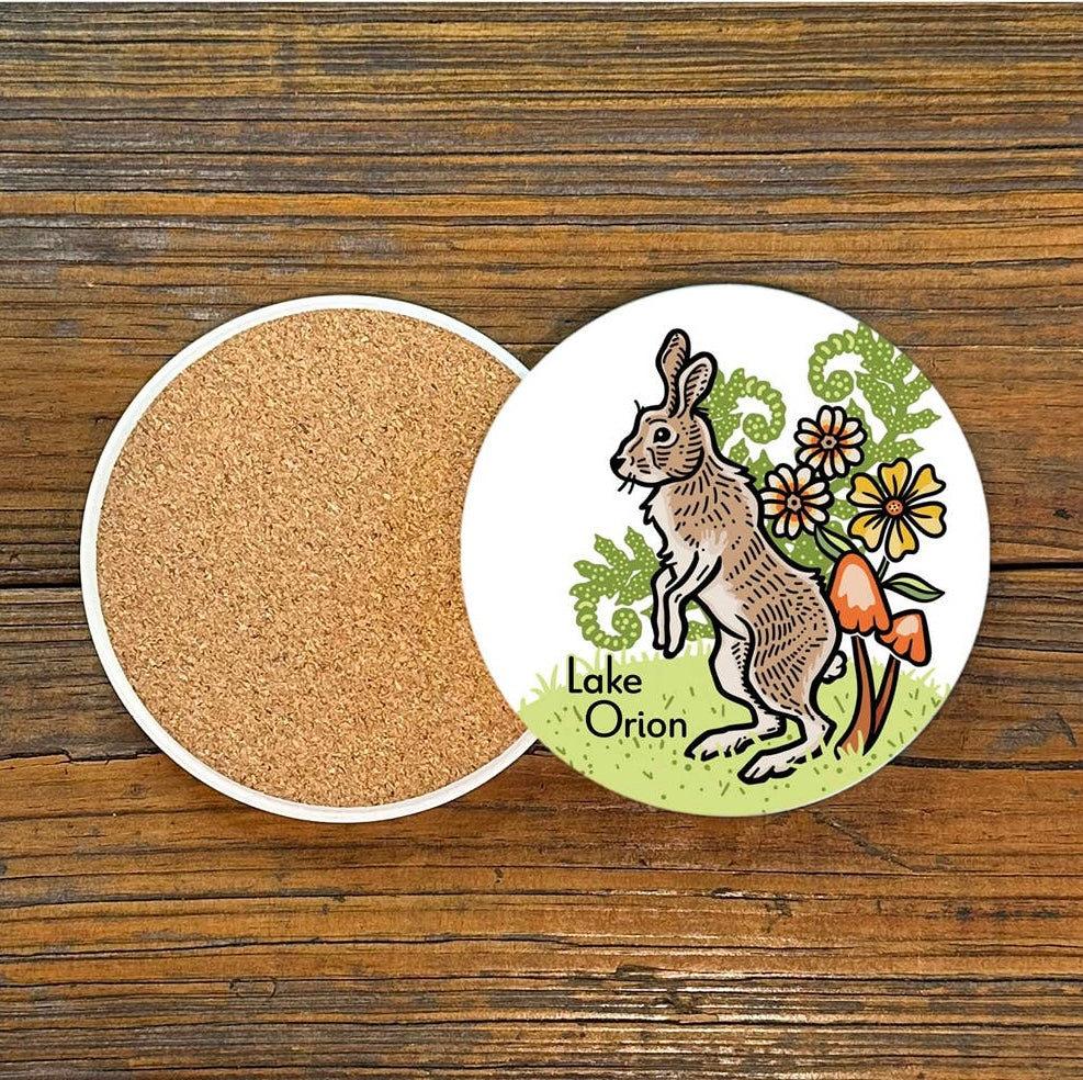 Lake Orion Rabbit Ceramic Coaster