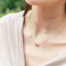 Pave Colorful Oval Necklace - Rose