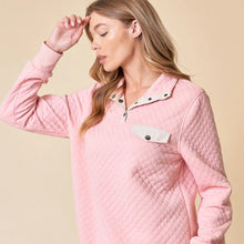 Blush Pink Diamond Cotton Padding Pull Over with Metal Snap