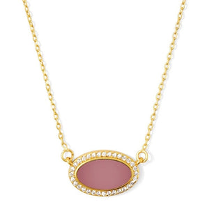 Pave Colorful Oval Necklace - Rose