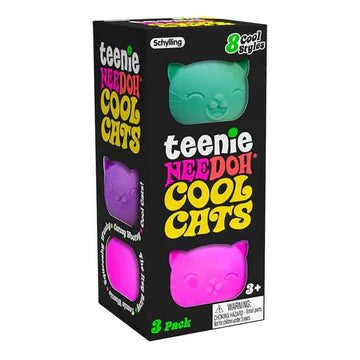 NeeDoh Teenie Cool Cats 1.5 Inch Squish Ball Fidget Toy - Set of 3