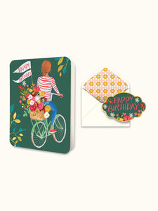 Happy Birthday Bicycle Ride Deluxe Greeting Card
