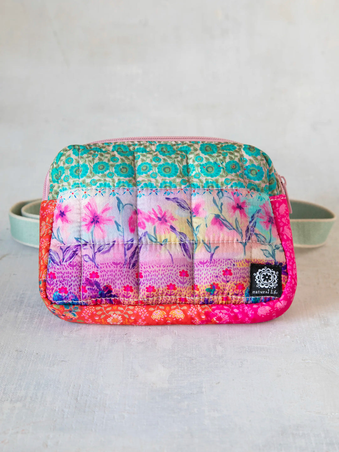 Natural Life Everyday Puffy Fanny Pack Pink Watercolor – Green